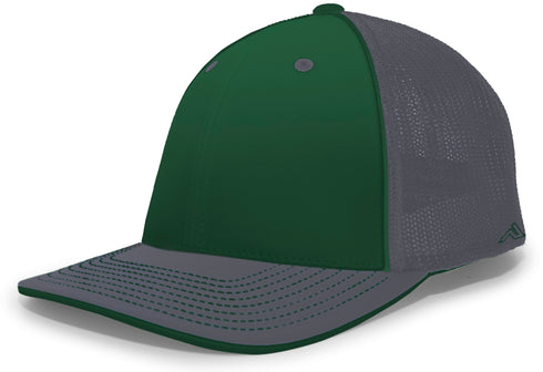 Pacific Headwear Trucker Flexfit® Cap, Size S/M (404M), Color 'DarkGreenGraphiteGraphite'